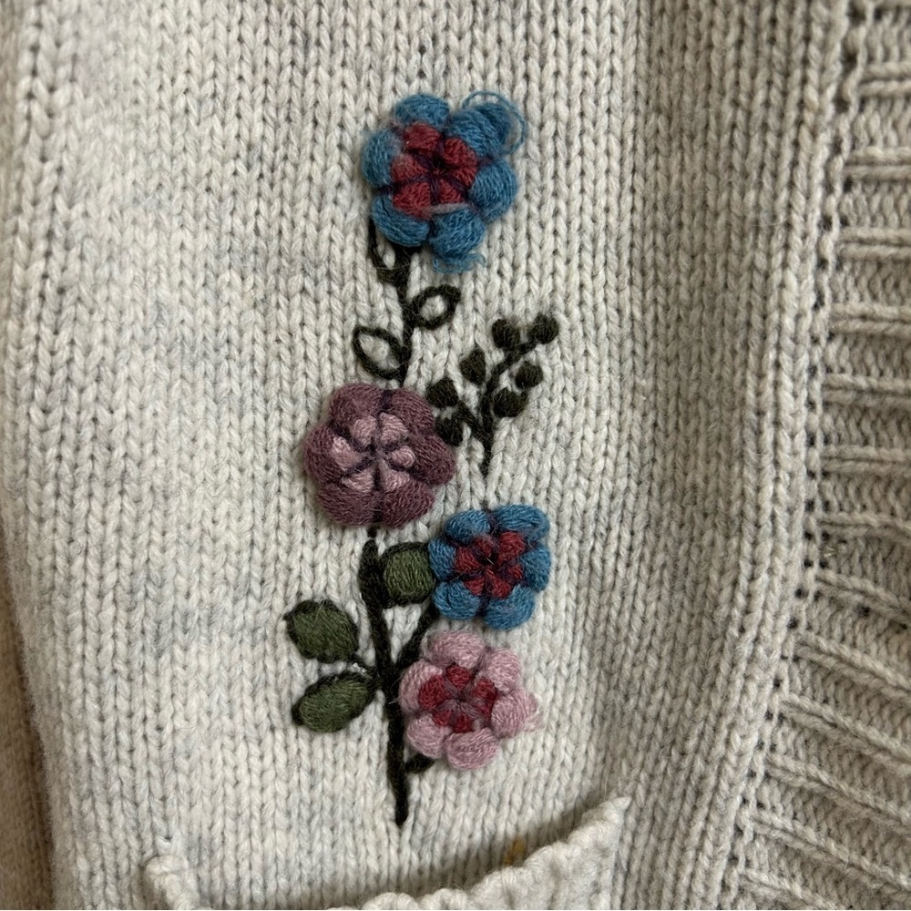 Natural Reflection Womens Size S Cardigan Sweater Floral Embroidered Pockets - Picture 4 of 11
